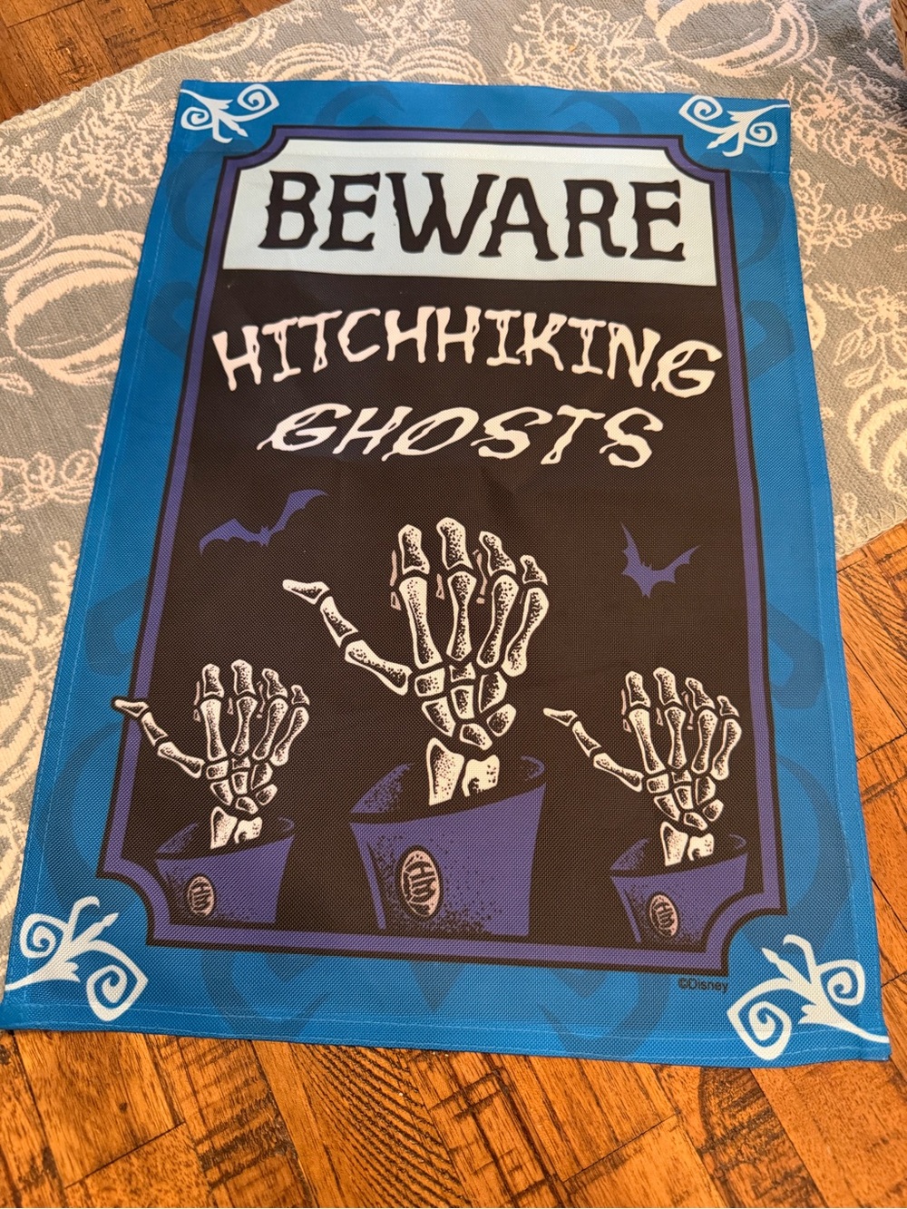 Beware Hitchhiking Ghosts Decorative Bath Mat - Blue